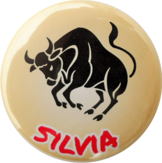 Stier Button gold mit Namen